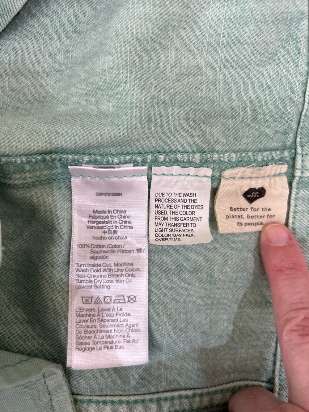 Madewell Sleeveless Mint Green Button-Front Denim Mini Dress Size 12 EUC Cotton - Picture 7 of 11